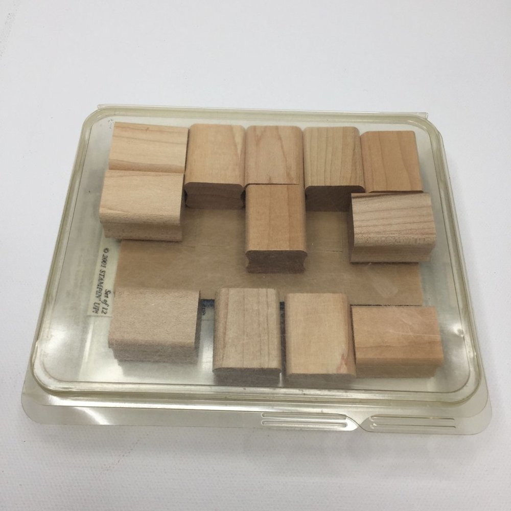 Vintage 2001 Stampin' Up! Set of 12 Mini 1" Wood Mounted Rubber Stamps DIY Kit